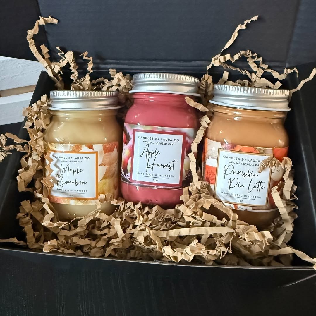 Three mini soy candles in gift box