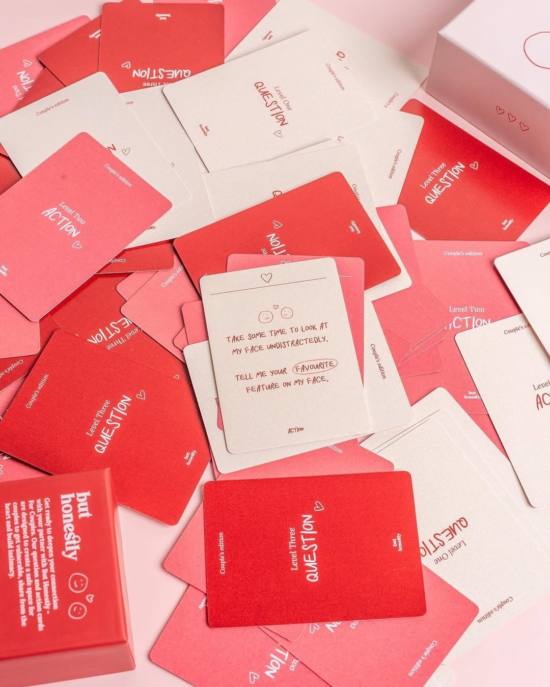 Couples card deck spread with game box
