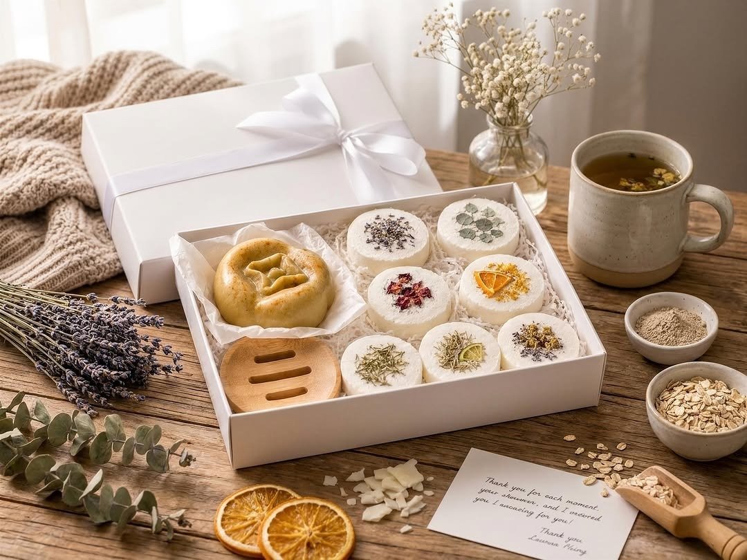 Shower steamers gift box with botanicals