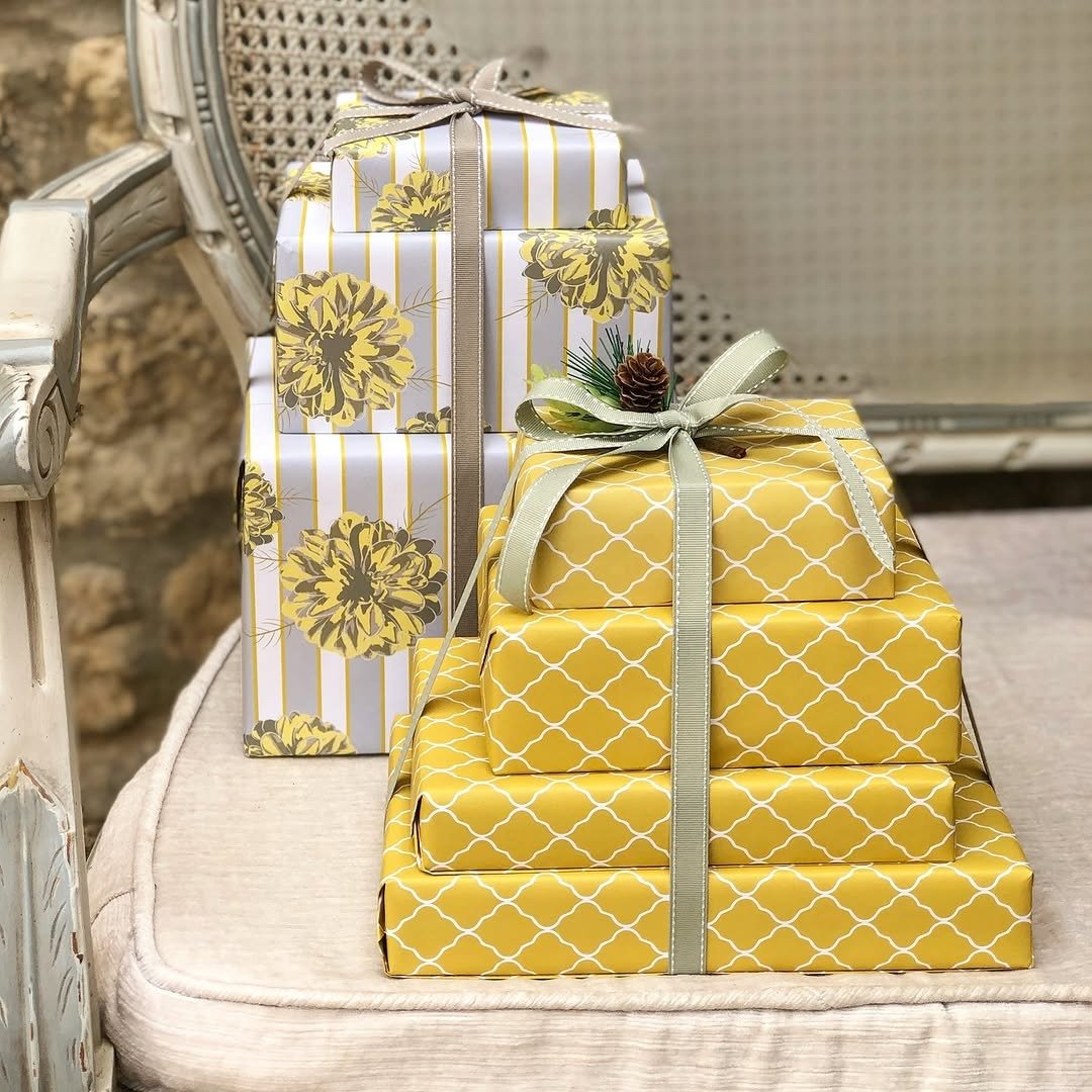 Beautifully wrapped gift boxes with ribbon bows