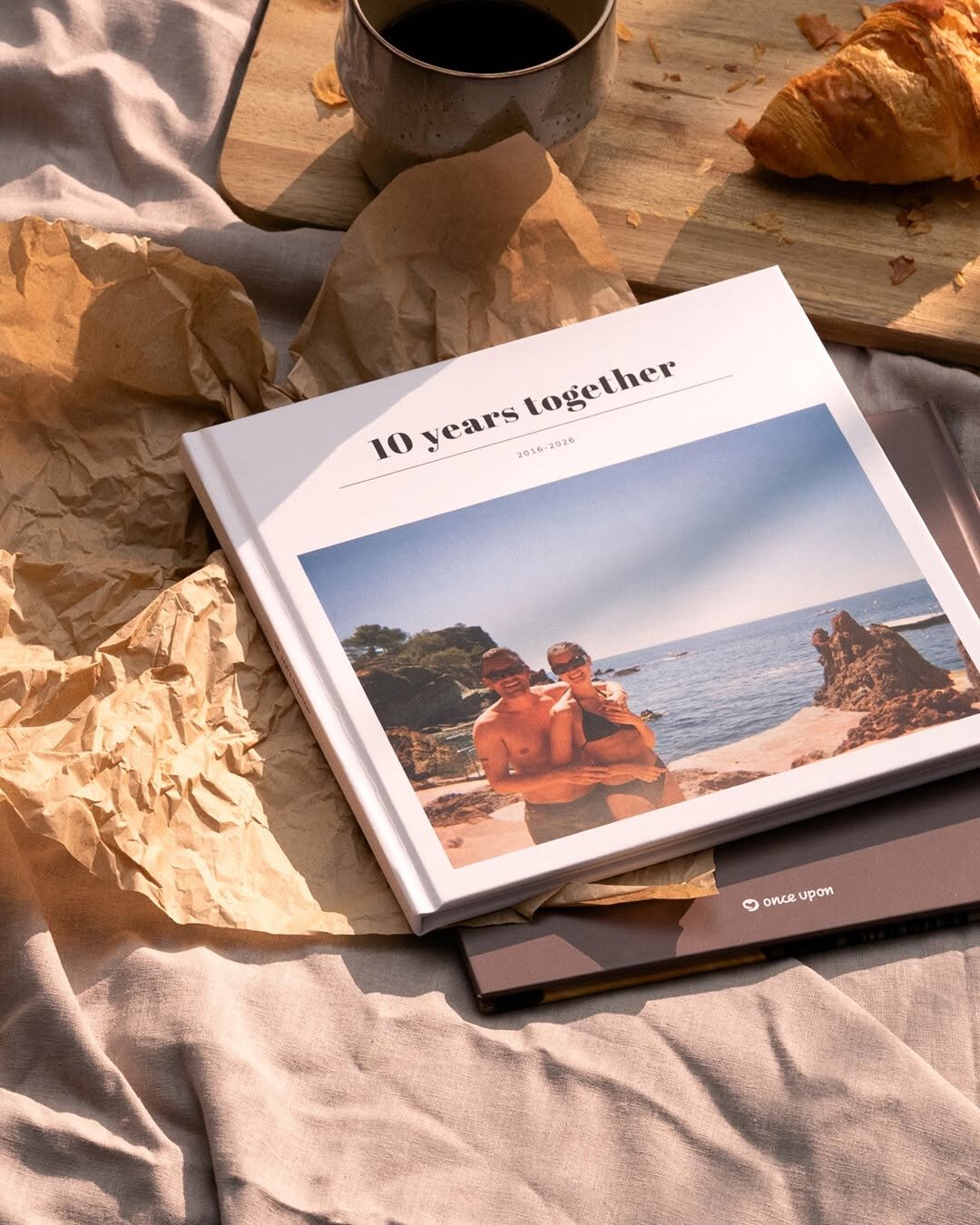 Hardcover photo book with couple photo on cover