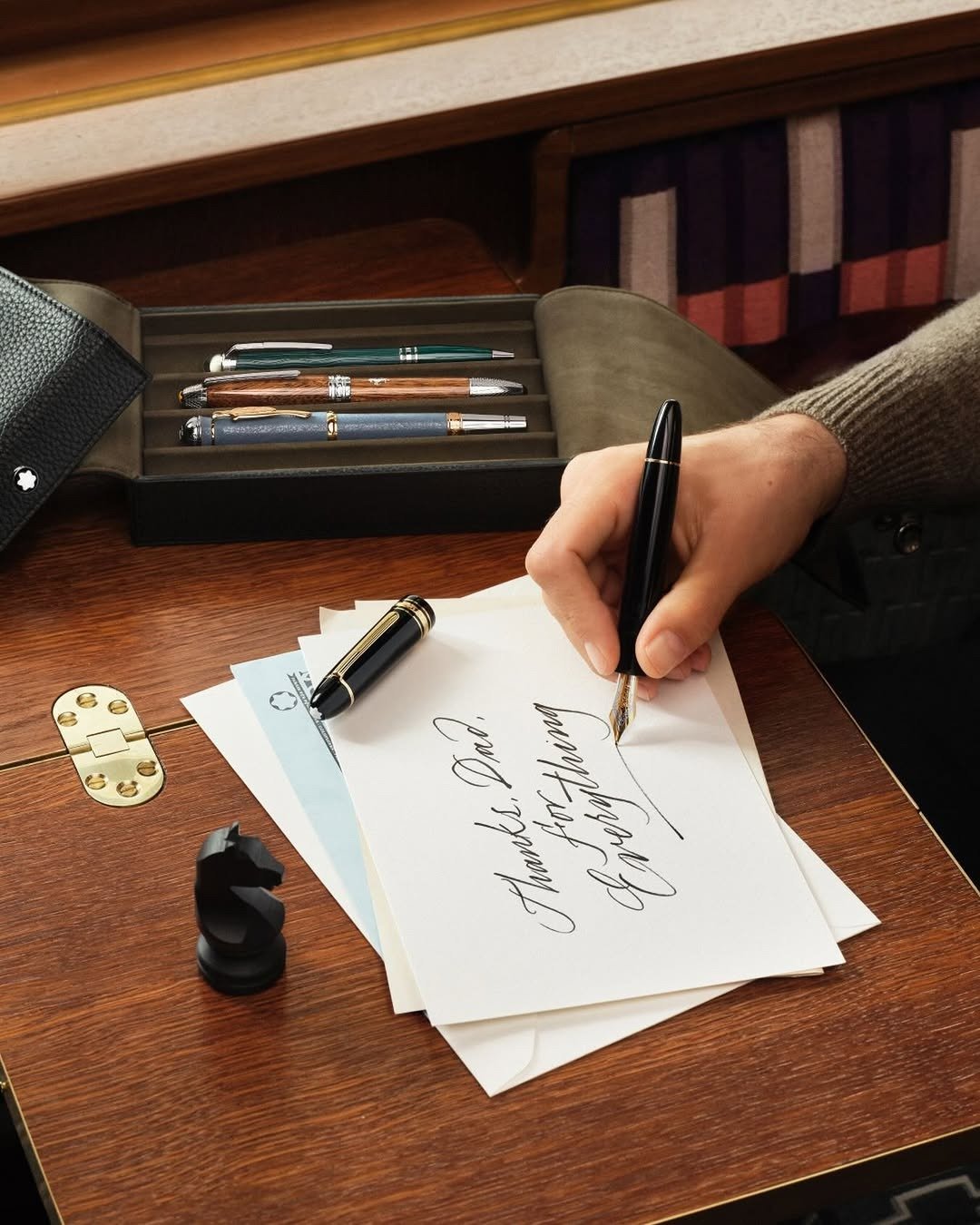 Hand writing note with fountain pen on letter paper