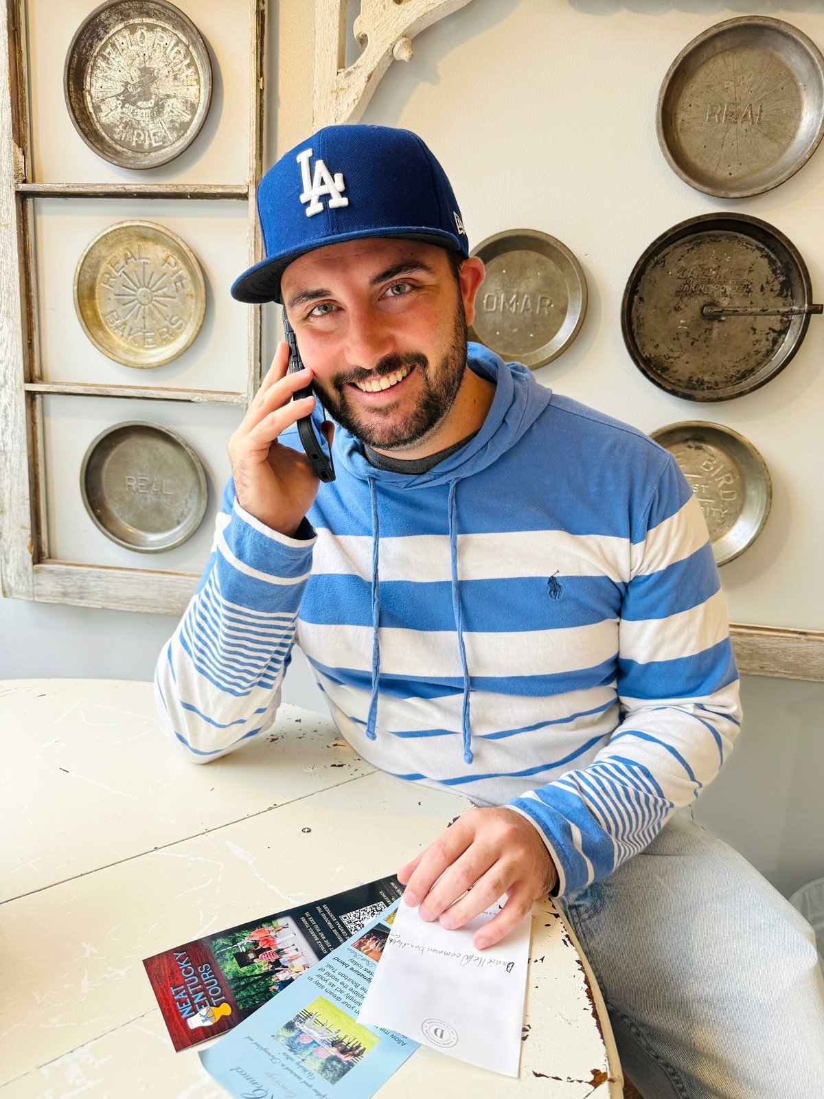 Smiling during a phone call with a long-distance partner