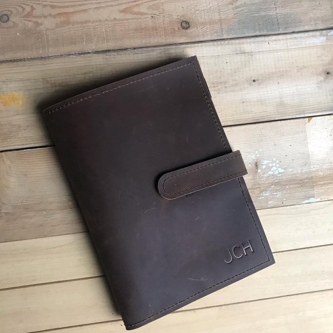 Leather journal with debossed initials